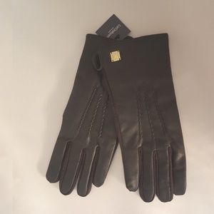 NWT Liz Claiborne Leather dark brown gloves
